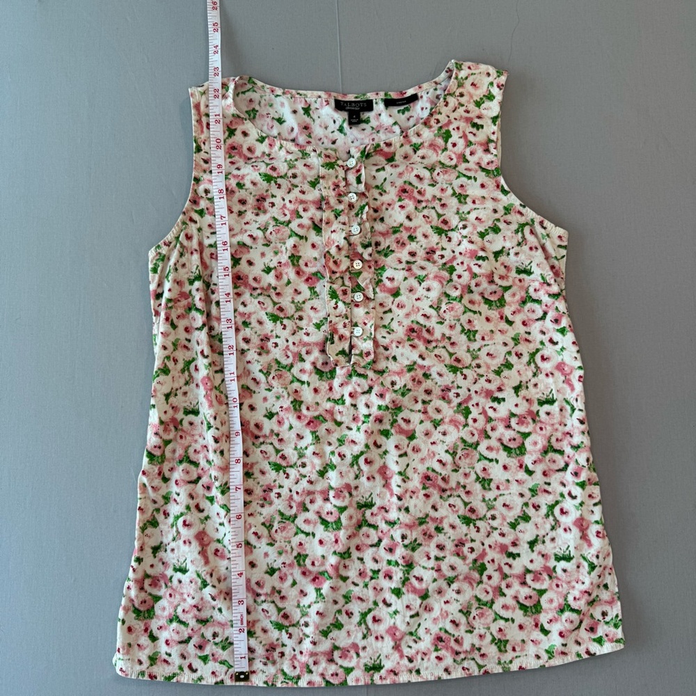 Talbots Pink & White Floral Ruffle Tank Top - Picture 6 of 8